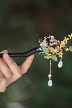 Jade Rabbit Hairpin - Mid-Autumn Festival Headpiece, Chinese Style Hanfu Hair Accessories, Qipao Decoration, Ebony Updo Hairpin