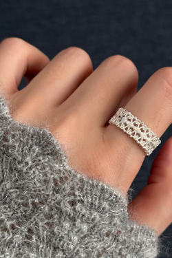 Japanese and Korean Style Hollow Lace Ring for Women - Vintage 2025 Open Adjustable Design, Niche Fashion Accessory