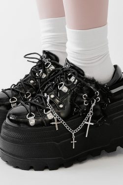 Japanese Punk Style Thick-Soled Platform Shoes for Women - Round-Toe Spicy Girl Subculture Footwear