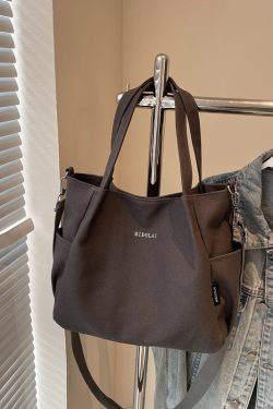 Japanese-Style Canvas Tote Bag for Women - 2025 Model, Simple Versatile Shoulder Crossbody Bag with Letter Design, Commuter Essential