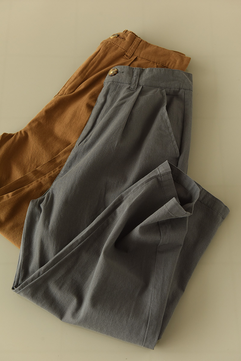 Japanese Style Cotton Linen Work Pants - Comfortable, Lightweight Trousers for Effortless Everyday Wear