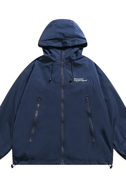 Japanese Style Hooded Windbreaker Jacket for Men and Women, Embroidered Loose-Fit Cardigan for Spring and Autumn, Urban Aesthetic