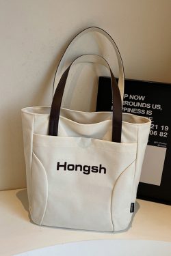Japanese Style Large Capacity Canvas Tote Bag for Women - 2025 Letter Print Shoulder Bag for Commuting and Everyday Use