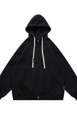 Japanese-Style Retro Hoodie Sweatshirt for Men and Women - Loose Solid Color Couple Cardigan Jacket for Spring Autumn Streetwear