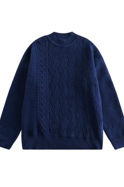 Japanese-Style Retro Minimalist Solid Color Round Neck Sweater for Men and Women - Autumn Winter Loose Knitwear Couple Trend
