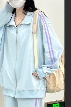Japanese Style Women's Cardigan Hoodie Sports Suit - Thin Spring Summer Jacket with Pudding Bear Design - 2024 Fashion