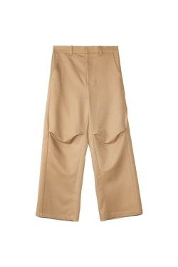 Khaki Military Green Forward-Leaning Structure Long Pants - Trendy 90s Style Pants for Casual and Streetwear Looks