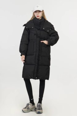 Knee-Length Women's Down Cotton Puffer Jacket - 2025 Spring Korean Style for Petite Women - Off-Season Clearance Fashion Coat
