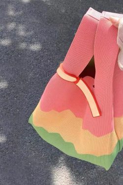 Knitted Textured Three-Color Tote Bag - Chic Large Capacity Handbag for 2025 Spring/Summer Collection, Trendy Fashion Accessory