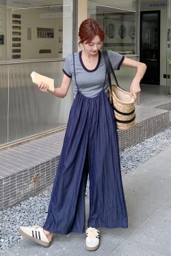 Korean Style 2025 Summer Women’s Round Neck Camisole & Wide-Leg Pants Set - Trendy Two-Piece Outfit for Effortless Chic Look