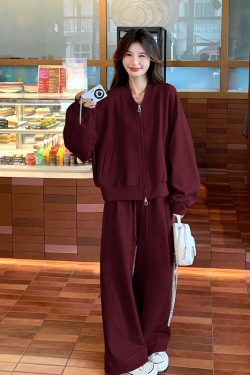 Korean Style Casual Sports Sweatshirt Set for Women - Loose & Slimming Spring 2025 Two-Piece Outfit for Petite Sizes