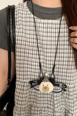 Korean Style Cute Long Lanyard Necklace for Women - Portable Faux Drop Glasses Storage Clavicle Chain Accessory