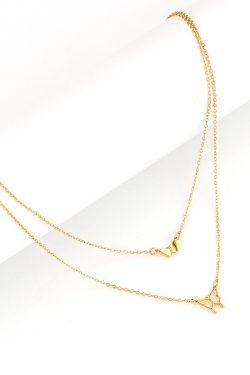 Korean Style Double-Layer Butterfly Pendant Necklace - Fashionable Clavicle Chain for Women, Trendy Stackable Jewelry