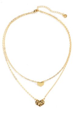 Korean Style Double-Layer Heart Necklace, INS Trendy Layered Clavicle Chain for Chic Fashion Looks