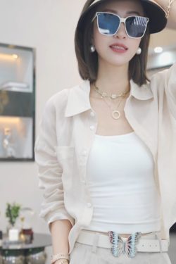 Korean-Style Elegant Solid Color Cardigan Shirt for Women - Slimming Casual Ramie Top for Summer 2025