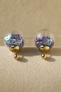 Korean-Style Heart-Shaped Sequin Ball Earrings - Trendy Cute Small Accessories for Versatile Fashion Looks