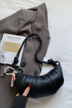 Korean Style Lychee Texture Small Crossbody Bag - Stylish Shoulder Bag for Women, 2025 Trendy Niche Design, Textured Underarm Horn Bag