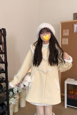 Korean-Style Mid-Length Slimming Gray Wool Coat Set for Women - Soft, Thick, and Warm for Early Spring Fashion