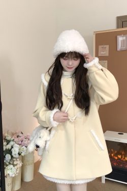 Korean-Style Mid-Length Slimming Gray Wool Coat Set for Women - Soft, Thick, and Warm for Early Spring Fashion