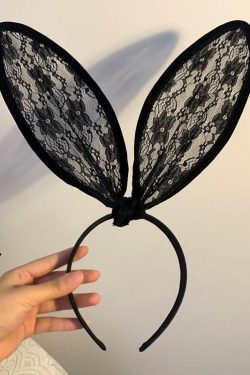 Korean Style Oversized Bunny Ear Headband, Lace Bunny Girl Hairpin for Cosplay and Face-Washing, Cute Makeup Accessory