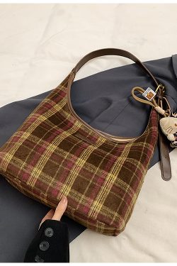 Korean-Style Plaid Tote Bag - Large Capacity Versatile Shoulder Bag for Women - 2025 Winter Commuter Essential