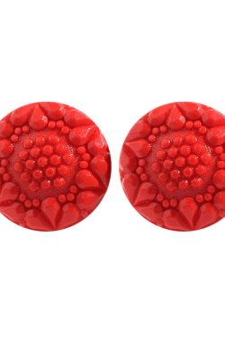 Korean-Style Red Button Design Stud Earrings for Women - Trendy Fashion Accessories