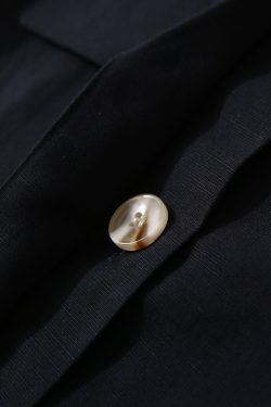 Korean Style Retro Color-Block Lapel Single-Breasted OL Dress for Women - Spring Summer Fashion