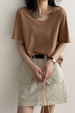 Korean Style Round Neck Short Sleeve T-Shirt for Women, Loose-Fitting Sheer Basic Top, Versatile Summer Outerwear 2025