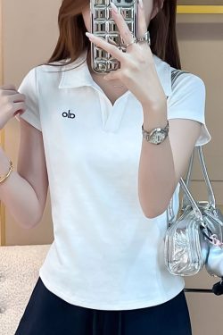 Korean Style Short POLO Collar Slim-Fit Casual T-Shirt for Women - 2025 Trendy Minimalist Essential