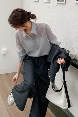 Korean Style Single-Breasted Vest Shirt Set with Wide-Leg Pants - 2025 Spring Women's Three-Piece Trendy Outfit
