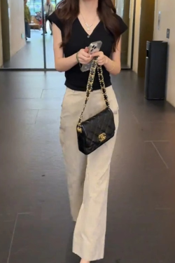 Korean Style Summer Outfit Set for Women - Short Sleeve Top & High-Waisted Slimming Casual Pants, Two-Piece Set