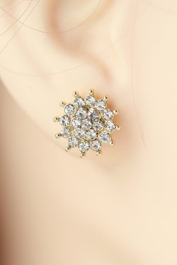 Korean-Style Sunflower Full Rhinestone Earrings for Women - Trendy, Versatile, Elegant Ear Accessories