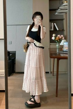 Korean Style Sweet Barbie Pink High-Waisted Cake Skirt for Spring and Summer Holidays - Gentle Girl Fashion