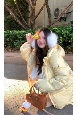 Korean Style Winter Hooded Couple Slim Short Down Jacket in Purple Pink for Women - Chic & Cozy Outerwear