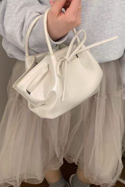 Korean Style Women's Handheld Vegetable Basket Bag, Trendy 2025 Spring/Summer Bow Bucket Crossbody Bag