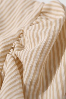 Korean Style Women's Summer Casual Top - Deep V-Neck, Tied Backless, Slim Fit Striped Design for Effortless European Fashion