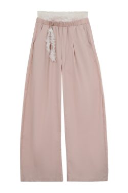 Lace Spliced Double Waistband Casual Pants for Women - Trendy Curved Long Pants for Summer 2025, Y2K Style