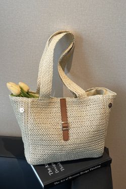 Large Capacity Woven Straw Beach Bag for Women - 2025 Summer Vacation Travel Tote, Perfect for Commuting and Beach Days
