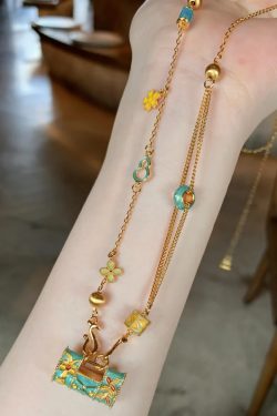 Light Luxury High-End Brushed Zircon Enamel Longevity Lock Necklace for Women - 2025 Niche Versatile Clavicle Chain