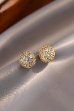 Light Luxury Round Ball Earrings for Women, Unique Temperament Ear Studs, Chic Fashion Accessories