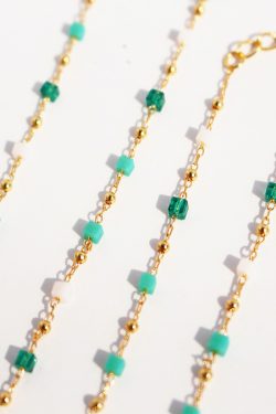 Light Mint Green Crystal Bead Gold-Plated Clavicle Necklace - French Style Natural Elegant Jewelry