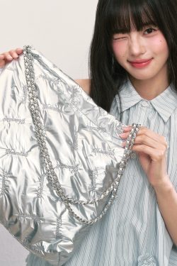 Lightweight Luxury Letter Embroidery Diamond Check Chain Bag for Women - 2025 High-End Commuting Tote