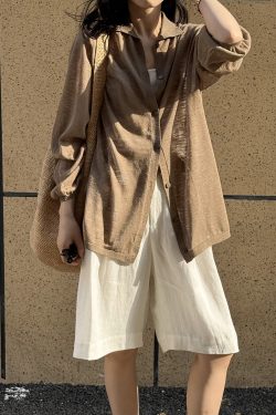 Lightweight Sheer Long Sleeve Lapel Sun Protection Cardigan for Women - Casual Loose Fit Shirt Jacket for Summer 2025