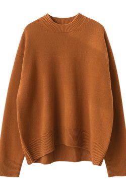 Lightweight U-Neck Oversized Women's Thick All-Wool Sweater - Cozy Fall Knitwear for Casual Style