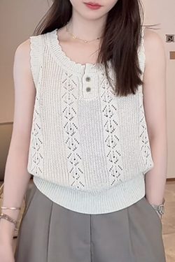 Linen Hollow Jacquard Vest with Solid Color Minimalist Casual Shorts & Pants - Summer 2025 Essential Outfit for Effortless Style
