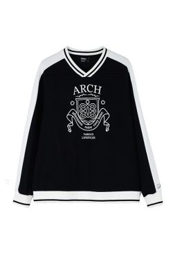Loose V-Neck Quick-Dry Breathable Men's Long Sleeve T-Shirt - Stylish Casual Top for 90s and Y2K Fashion Enthusiasts