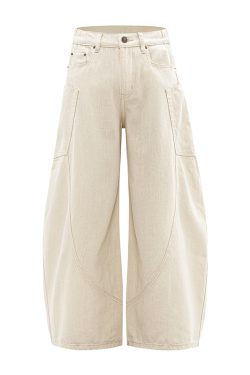 Loose Wide-Leg Curved Knife Pants for Women - Casual American Streetwear Denim - Summer 2025 Fashion Trend