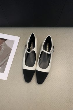 Low-Heeled One-Strap Shallow Mouth Mary Jane Shoes for Women - Chic Chanel Style Vintage Grandma Shoes