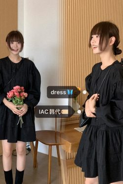 Luxury Dark Pleated Button Cake Dress - Elegant Korean Style for Special Occasions, Perfect for 90s and Y2K Fashion Lovers