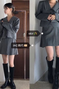 Medium Gray Pleated Skirt - Korean Style, 90s Inspired, Stylish A-Line Design, Perfect for Casual and Dressy Occasions